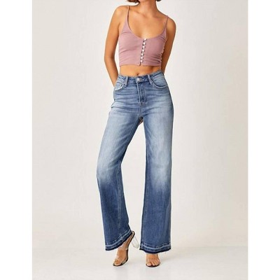 Women's Curvy Wide Leg Straight Jeans - RISEN