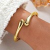 BRINJOY 14K Gold Plated Hug Bangle Bracelet - Chunky Modern Cuff Jewelry Gift for Women & Teens - 2 of 4