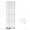 Syemin Decorative Storage Cabinets 4 Tier Glass Display Cabinet, Glass Cabinet with Wheels, Floor Standing Storage Cabinet, White, 15.8"*14.2"*62.3" - 2 of 4
