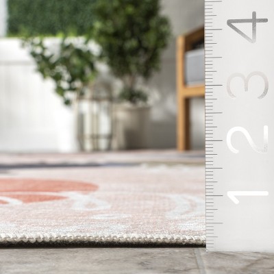 Abstract Multicolor Washable Synthetic Indoor/Outdoor Rug