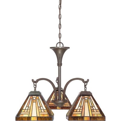 Elegant Mini Bronze Chandelier with Tiffany-Style Shades