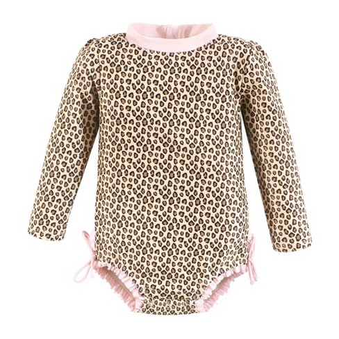 Hudson Baby Girls Rashguard Baby Swimsuit, Leopard - image 1 of 2