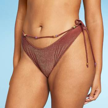 Women's Side-Tie V-Front High Leg Cheeky Bikini Bottom - Wild Fable™ Purple  XL