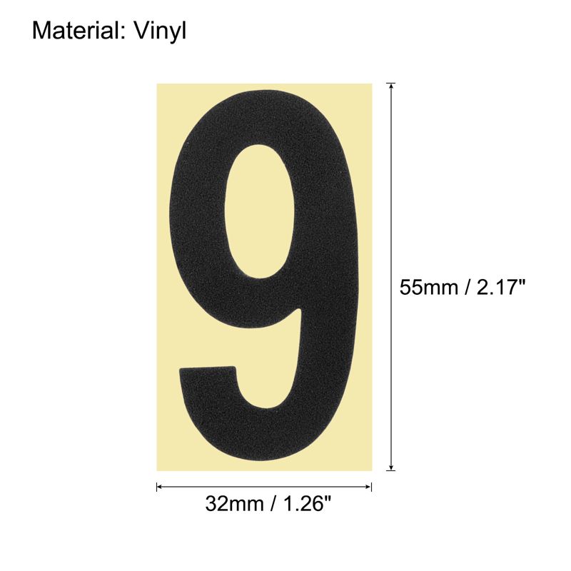Unique Bargains 0 - 9 Vinyl Waterproof Self-Adhesive Reflective Mailbox Numbers Sticker 2.17 Inch Black 3 Set, 2 of 5