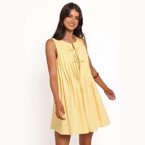 butter yellow dress short sleeve Danique Short Sleeve Dress