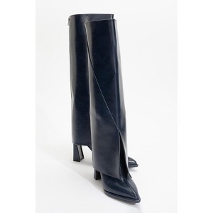 Aja - Navy Block Heel Convertible Knee High Boot (Women) | Prologue Shoes - 1 of 4