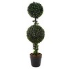 Artificial Podocarpus - 36” Double Ball Style Faux Plant in Sturdy Pot - Realistic Indoor or Outdoor Potted Shrub - Home Decor by Pure Garden - 2 of 4