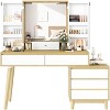 Vanity Benches, Makeup Vanity Desk with LED Mirror, 3 Color Lighting Modes, Adjustable Brightness - 3 of 4