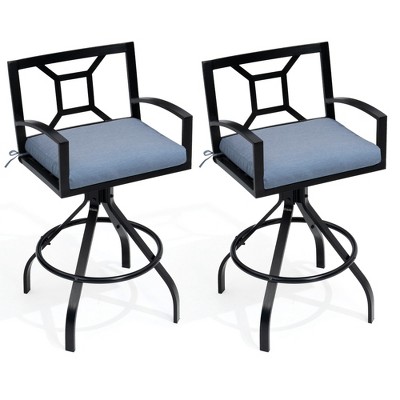 Crestlive Products Aluminum Outdoor Swivel Bar Stools with Sunbrella Cushion Patio Counter Height Barstools