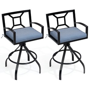 Crestlive Products Aluminum Outdoor Swivel Bar Stools with Sunbrella Cushion Patio Counter Height Barstools - 1 of 4