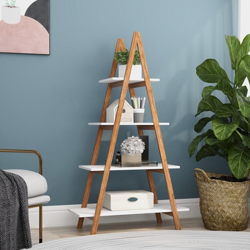 4 Tier Rustic online Bookshelf Indoor Plant Stand Storage Ladder Shelf Bookcase