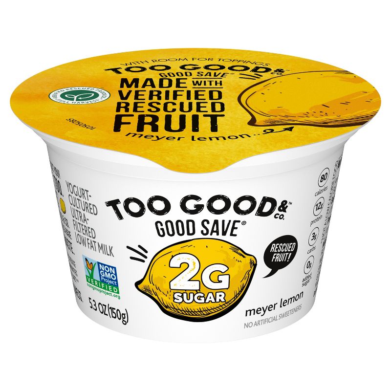 Two Good Good Save Low Fat Lower Sugar Meyer Lemon Greek Yogurt - 5.3oz Cup, 1 of 22