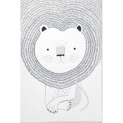 Nuloom Kinslee Modern Lion Pet Friendly Machine Washable Kids Area Rug, 3' x 5', Light Grey