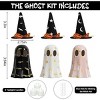 Halloween Decorations Indoor, Set of 3 Ceramic Ghosts with Witch Hats, Cute Spooky Halloween Ghost Figurines for Mantel, Shelf & Tabletop Decor - 2 of 4