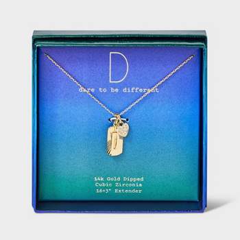 14K Gold Dipped with Cubic Zirconia Heart Initial Pendant Necklace - A New Day™ Gold