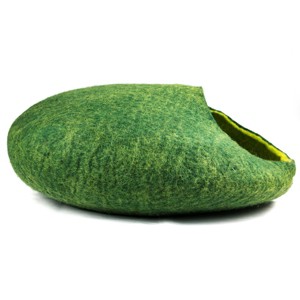 Yeti Pet Cave Pet Bed for Cats and Small Dogs, 100% New Zealand Wool, Green - 1 of 4