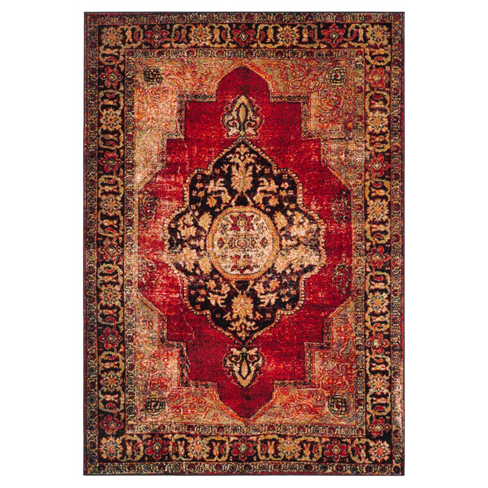 Red/Multi Abstract Loomed Area Rug - (6'7inx9') - Safavieh