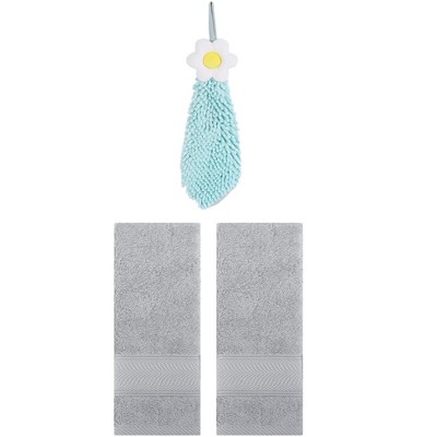 REGALWOVEN 3 Pcs Soft Absorbent Hand Towel Bathroom Decorative Set