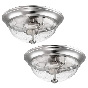 Prominence Home 2 Pack 13” Flush Mount Seeded Ceiling Light, Madalyn, Nickel - 1 of 4