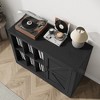Garvee Record Player Stand Cabinet with Storage, Farmhouse Turntable Stand with Door & 6 Display Holder Shelves for Living Room, Bedroom - 3 of 4
