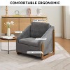 Chenille Armchair with Wooden Side and Nailhead Trim, Modern Accent Chair with Backrest,Upholstered Leisure Chair for Living Room or Bedroom-Koiai - 2 of 4