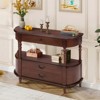 Bella Depot Curved 43'' Wood Console Table with 3 Drawers, Narrow Entry Table Sofa Table with Storage Shelf and Solid Wood Legs - 3 of 4