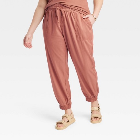 Women's High-Rise Regular Fit Ankle Linen Jogger Pants - A New Day