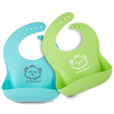 Disney 2-Pack Unisex Baby & Toddler Silicone Bibs with Food Catcher, Soft  Waterproof Feeding Accessories Blue/Pink 