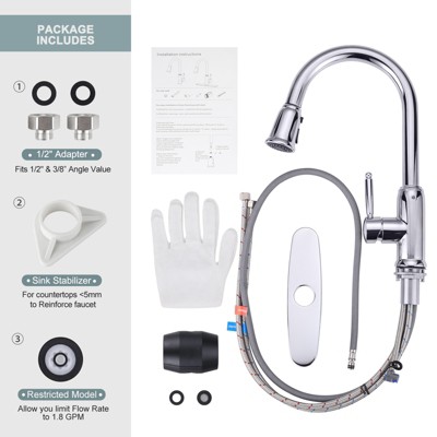 Chrome Single-Handle Pull-Down Sprayer Kitchen Faucet