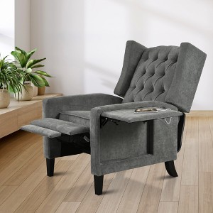 Polyester Manual Pushback Recliner Chair with Foldable Side Table and USB Charging Ports - 1 of 4