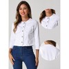 Allegra K Women's Cropped Denim Jacket 3/4 Sleeves Frayed Casual Collarless Jean Jackets - 2 of 4