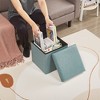VECELO Folding Storage Ottoman Bench, End of Bed Linen Fabric Foot Rest Stool with Padded Seat, Large Footstool for Bedroom or Living Room - 4 of 4