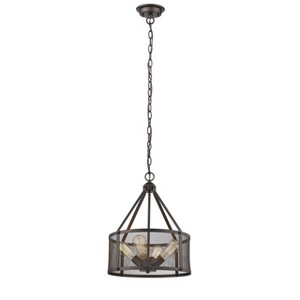 Chloe Lighting Ironclad Industrial-Style 4 Light Rubbed Bronze Ceiling Pendant 16" Wide - 1 of 3