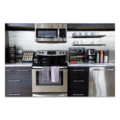 Black Steel Mesh 3-Compartment Breakroom Organizer