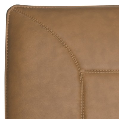 Johannes Mid-Century Camel Faux Leather Armchair with Metal Hairpin Legs