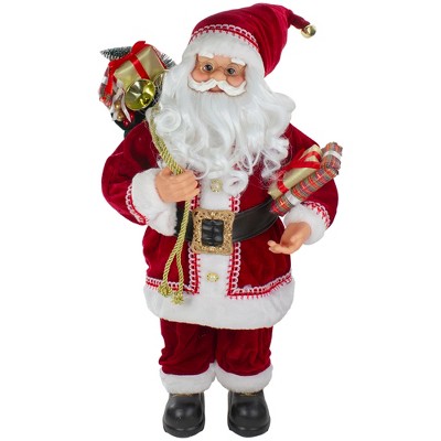 Northlight 2' Standing Curly Beard Santa Christmas Figure With Presents ...