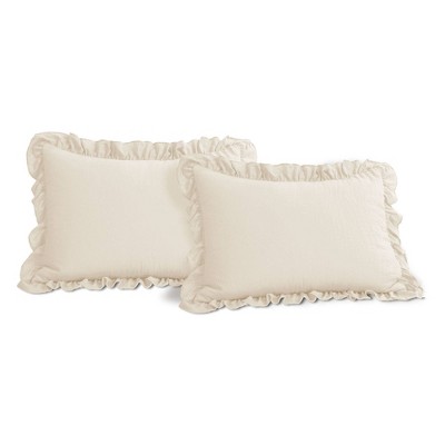 Lush Décor 3pc Full/Queen Reyna Comforter Set Ivory: Microfiber, Ruffled, OEKO-TEX Certified