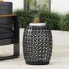 Side Table, Barrel Structure End Table, Powder-coated Iron Side Tables, Rounded Cross-shaped Pattern Bedside Table - 2 of 4