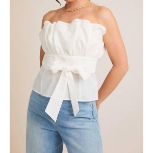 Women's Kelly Strapless Ruffled Bow Top - GILLI - 1 of 3
