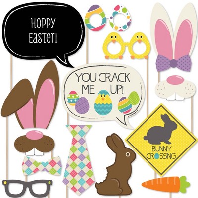 Big Dot of Happiness Hippity Hoppity - Easter Party Photo Booth Props Kit - 20 Count