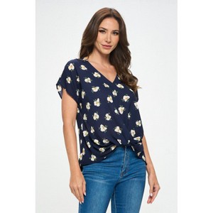 WEST K Women's Leah V Neck Short Dolman Sleeve Front Knob Blouse - 1 of 4