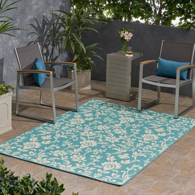 VisioGear Area Rug, 7'*5'3" Vintage Large Non-slip Rug For Living Room Kitchen Bedroom, Blue Green, 84"*63"*0.16"