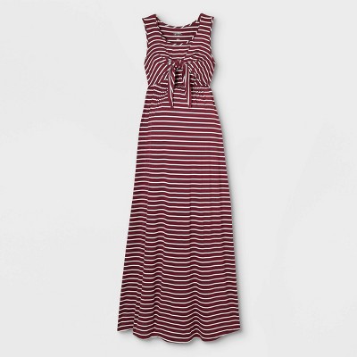 Image of Tie-Front Nursing Maxi Maternity Dress - Isabel Maternity by Ingrid & Isabel™ Berry Striped XS