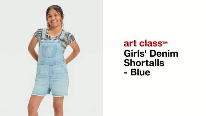 Girls' Denim Shortalls - art class™ Blue, 2 of 5, play video