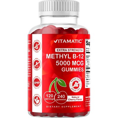 Extra Strength Vitamin B12 5000 mcg (Methyl B12) Gummies - 240 Count