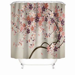 Flowers On Brown Background Shower Curtains for Bathroom Waterproof Fabric Bath Curtain Durable Soft Stylish Bathroom Decor 72x72 Inch - 1 of 1