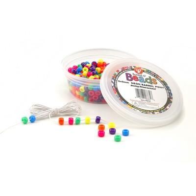Hygloss Bucket O? Beads, Neon Barrel, 6 x 9 mm, Pack of 375 (Pack of 6)