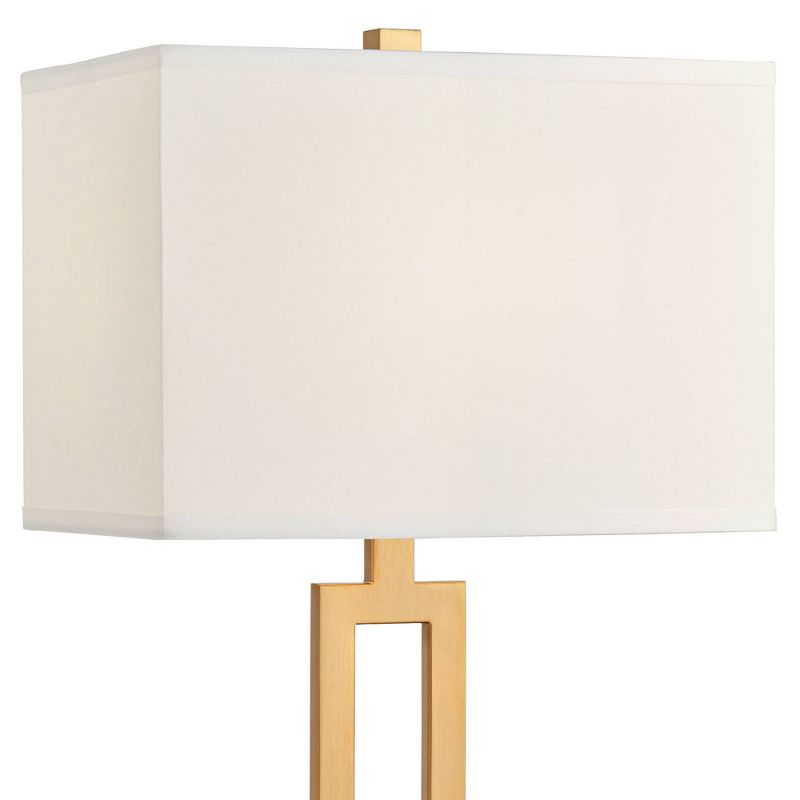 Possini Euro Design Felipe 28 1/4" Tall Geometric Modern End Table Lamps Set of 2 Gold Finish Metal White Shade Living Room Bedroom Bedside Nightstand, 3 of 10