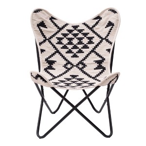 HomeRoots 26" Beige And Black And Black Geometric Butterfly Chair - 1 of 4