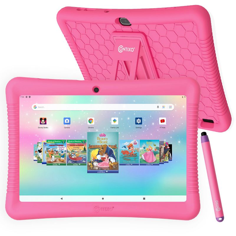 Contixo 10" Android Kids 64 GB Tablet (2023 Model), Includes 80+ Disney Storybooks & Stickers, Kid-Proof Case with Kickstand & Stylus, 1 of 14